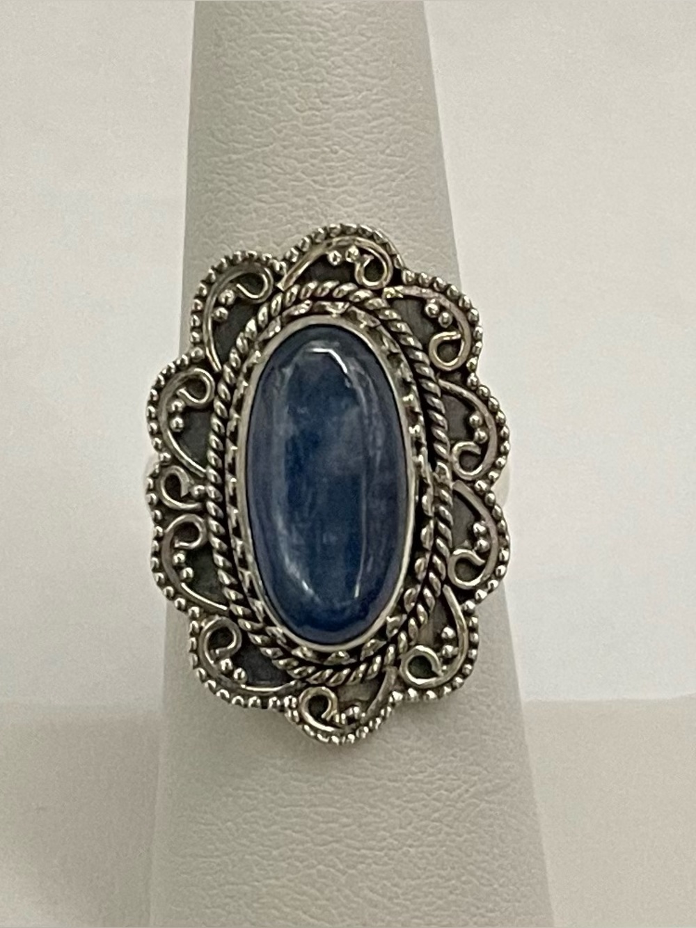 NWT Vtg SS Narural Blue Kyanite statement filigree ring size 7 - Picture 8 of 8